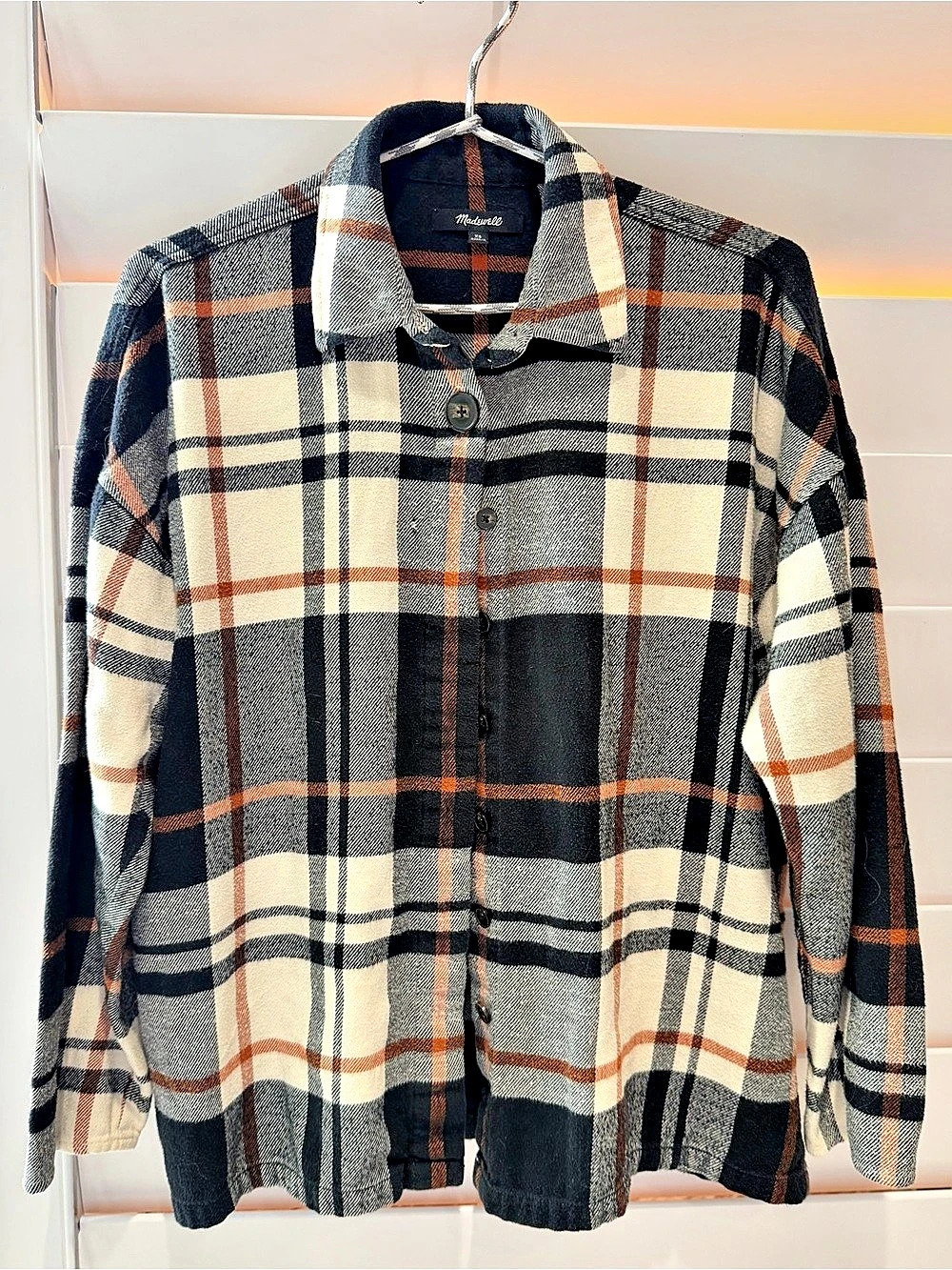 Madewell feminine Plaid Button Down Shirt in Brown, Black & Cream 🤎 XS